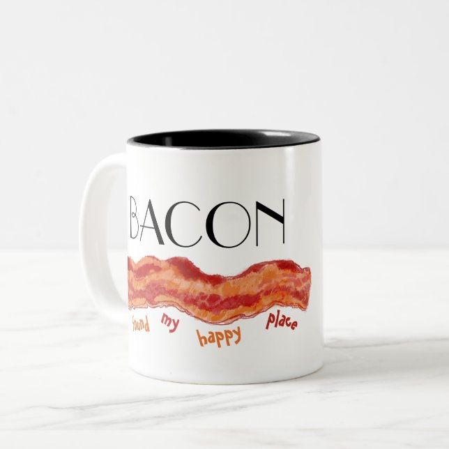 Caneca De Café Em Dois Tons Bacon do Lugar Feliz (Frente Esquerda)
