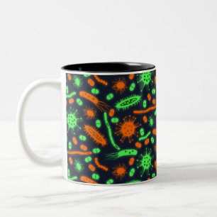 Caneca De Café Em Dois Tons Bactéria Brilhante Microorganismo laranja tóxico v
