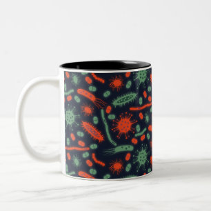 Caneca De Café Em Dois Tons Bactéria Brilhante Microorganismo verde vermelho