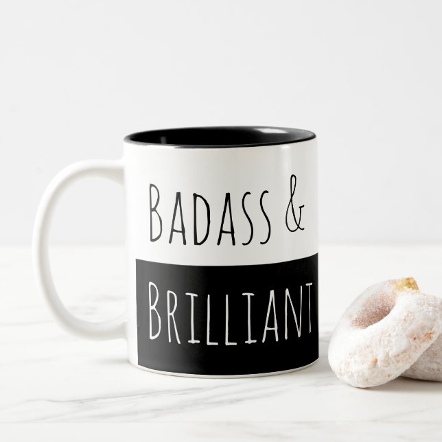 Caneca De Café Em Dois Tons Badass & manhã brilhante (Com Donut)