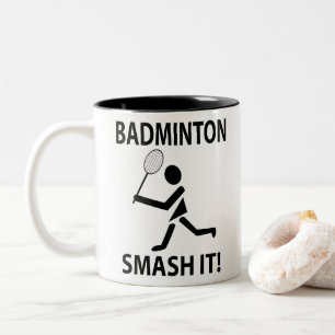 Caneca De Café Em Dois Tons Badminton Smash It Coach Team Player Badminton