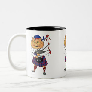 Caneca De Café Em Dois Tons Bagpipe Playing Cat