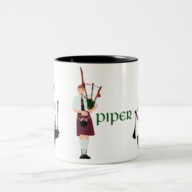 Caneca De Café Em Dois Tons Bagpipe Silhouette (Centro)
