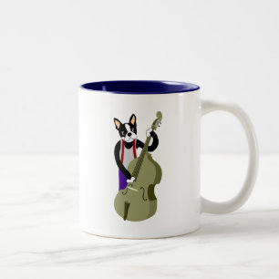 Caneca De Café Em Dois Tons Baixista ereto de Boston Terrier