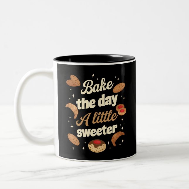 Caneca De Café Em Dois Tons Bake the day a little sweeter (Esquerda)