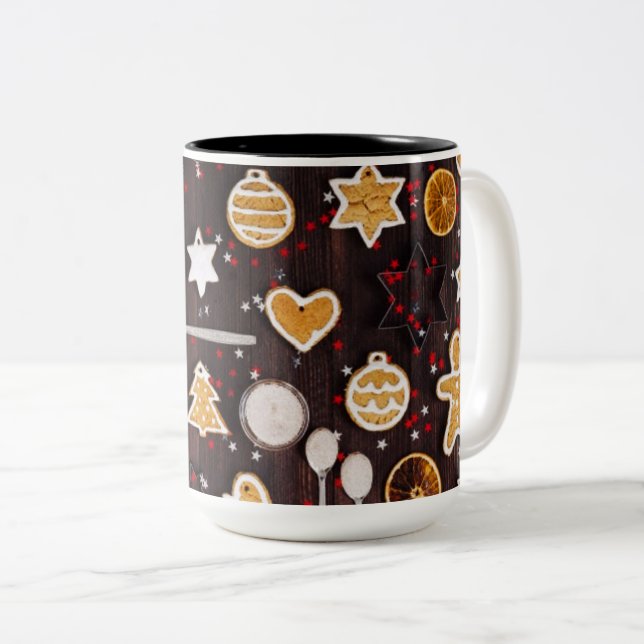 Caneca De Café Em Dois Tons Baking Feriado (Frente Esquerda)