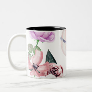 Caneca De Café Em Dois Tons Balão de Ar Quente Floral em Aquarela Viagens