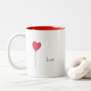 Caneca De Café Em Dois Tons Balão de Coração/Amor