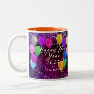 Caneca De Café Em Dois Tons Balão feliz ano novo