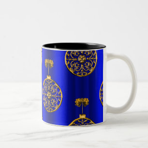 Caneca De Café Em Dois Tons Balas de Natal em Azul