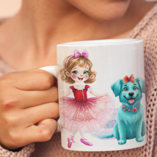 Caneca De Café Em Dois Tons Balé de Natal Whimsic com "Puppy Cheer"