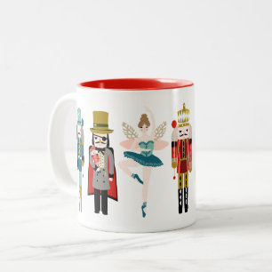 Caneca De Café Em Dois Tons Balé Nutcracker Carateres Natal
