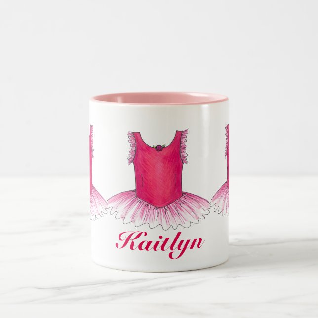 Caneca De Café Em Dois Tons Balé Rosa Personalizado Tutu Ballerina Dance Mug (Centro)