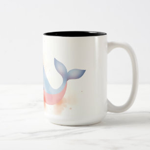 Caneca De Café Em Dois Tons Baleia Aquarela com Bolhas