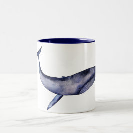 Caneca De Café Em Dois Tons Baleia Azul de Aquarela