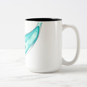Caneca De Café Em Dois Tons Baleia de Aqua Watercolor Teal