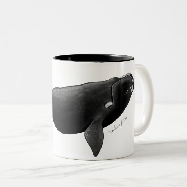 Caneca De Café Em Dois Tons Baleia franca do Atlântico Norte Eubalaena glacial (Frente Esquerda)