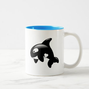 Caneca De Café Em Dois Tons Baleia pequena bonito da orca