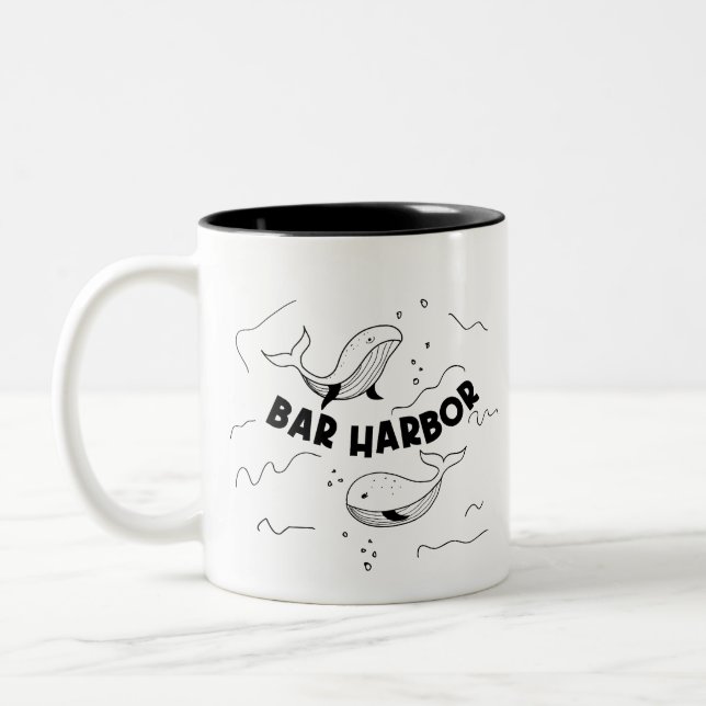 Caneca De Café Em Dois Tons Baleias de Bar Harbor Maine (Esquerda)