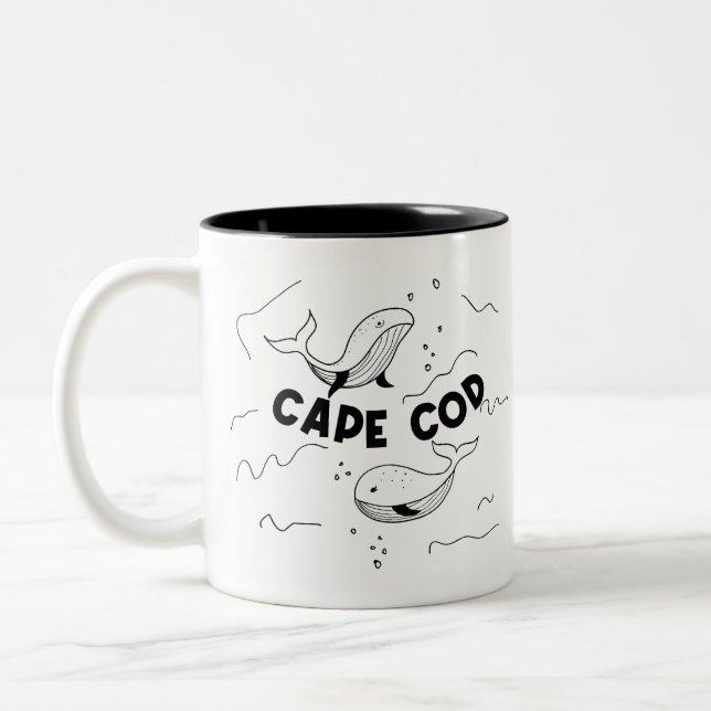 Caneca De Café Em Dois Tons Baleias de Cape Cod Massachusetts (Esquerda)