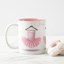 Caneca De Café Em Dois Tons Ballerina Tutu Cor-de-Rosa Menino Nome do Balé Bon