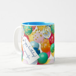 Caneca De Café Em Dois Tons Balões personalizados básicos de confete de aniver