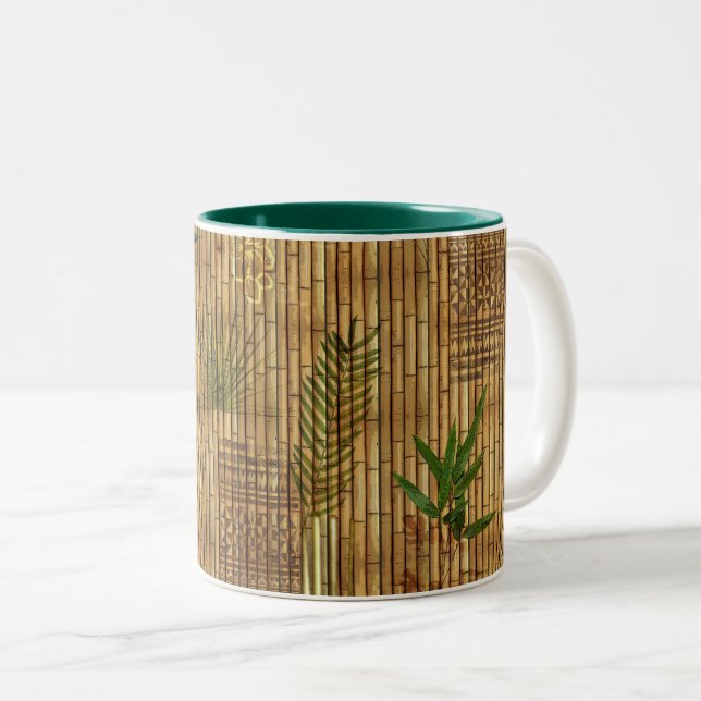 Caneca De Café Em Dois Tons Bamboo Tapa Cloth (Frente Esquerda)