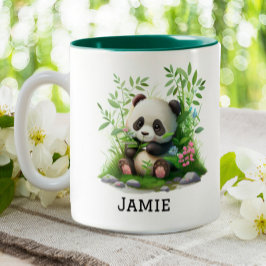 Caneca De Café Em Dois Tons Bambu Floral Personalizado Panda Bastante