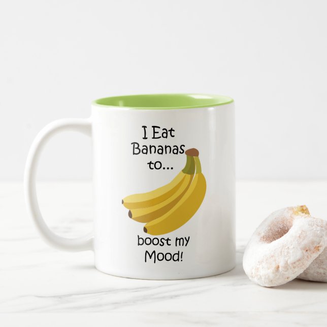 Caneca De Café Em Dois Tons Banana Fruit Boost My Mood Funny (Com Donut)