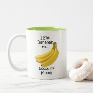 Caneca De Café Em Dois Tons Banana Fruta Aumenta Meu Humor Engraçado
