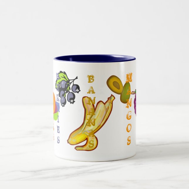 Caneca De Café Em Dois Tons Bananas de Frutas (Centro)