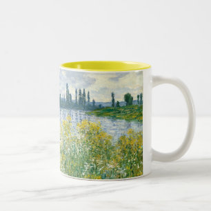 Caneca De Café Em Dois Tons Bancos de Claude Monet do Seine, Vetheuil, 1880