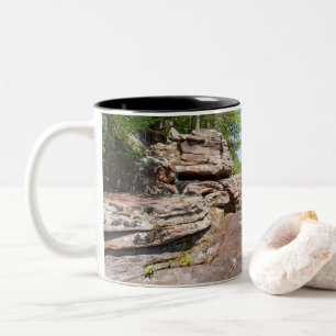 Caneca De Café Em Dois Tons bancos rochosos e florestas proibidos