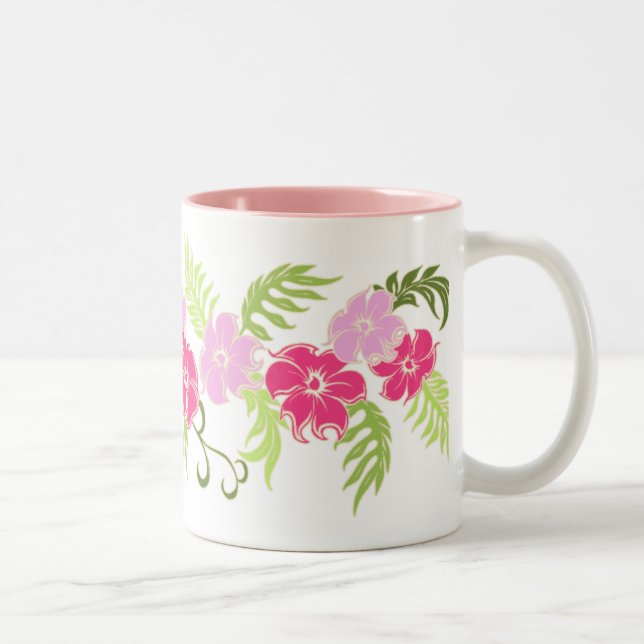 Caneca De Café Em Dois Tons Banda havaiana do hibiscus de Paradiso (Direita)