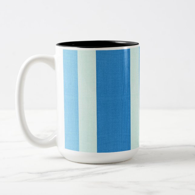 Caneca De Café Em Dois Tons Bandas brancas e azuis (Esquerda)
