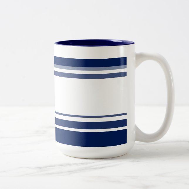 Caneca De Café Em Dois Tons Bandas brancas e azuis (Direita)