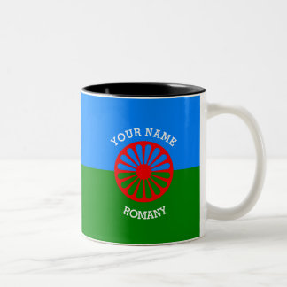 Caneca De Café Em Dois Tons Bandeira aciganada personalizada dos viajantes do
