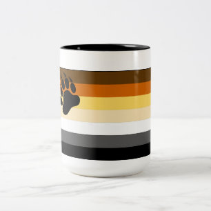 Caneca De Café Em Dois Tons Bandeira alegre do orgulho do urso