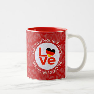 Caneca De Café Em Dois Tons Bandeira Alemã Deutsch Coração Vermelho AMOR