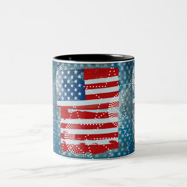 Caneca De Café Em Dois Tons Bandeira Americana (Centro)