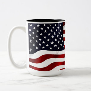 Caneca De Café Em Dois Tons Bandeira Americana Acenando