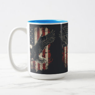 Caneca De Café Em Dois Tons Bandeira Americana Bald Patriótica