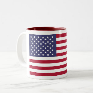 Caneca De Café Em Dois Tons Bandeira Americana Bandeira Vermelha White Estrela