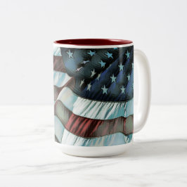 Caneca De Café Em Dois Tons Bandeira Americana Patriótica