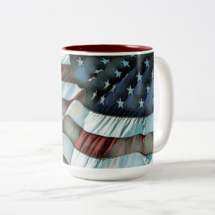 Caneca De Café Em Dois Tons Bandeira Americana Patriótica
