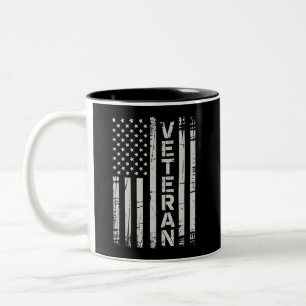 Caneca De Café Em Dois Tons Bandeira Americana Patriótica Veterano Exército do