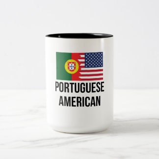 Caneca De Café Em Dois Tons Bandeira americana portuguesa