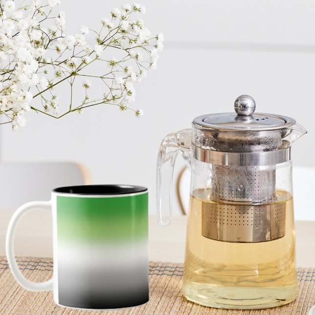 Caneca De Café Em Dois Tons Bandeira Aromântica Gradiente - Orgulho Aromântico (Criador carregado)