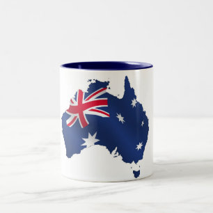 Caneca De Café Em Dois Tons Bandeira australiana do mapa