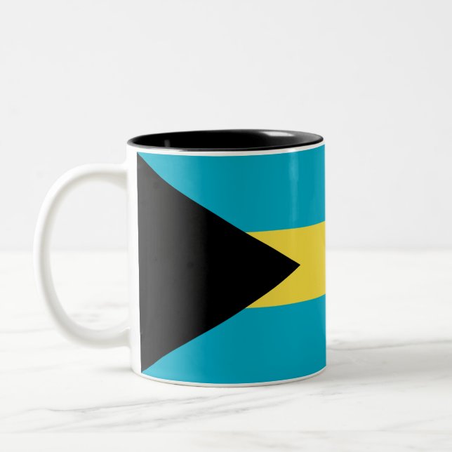 Caneca De Café Em Dois Tons Bandeira Bahamiana (Esquerda)